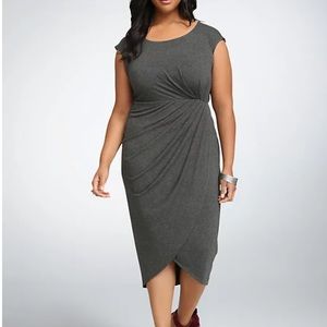 Torrid Women's Charcoal Gray Knit Shirred Soft Midi Tulip Dress 2x